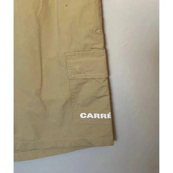 CARRE Mens Pull On Elastic Waist Slice Style Cargo Track Shorts Tan Sz XL - Picture 3 of 9